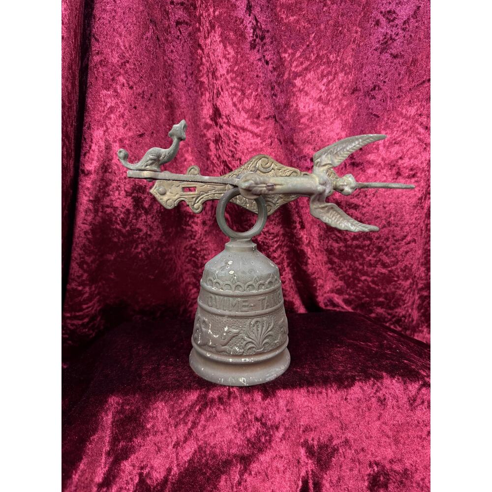 Antique Metal Monastery / Sanctuary Bell Winged Angel Latin Engraved SEE DETAILS